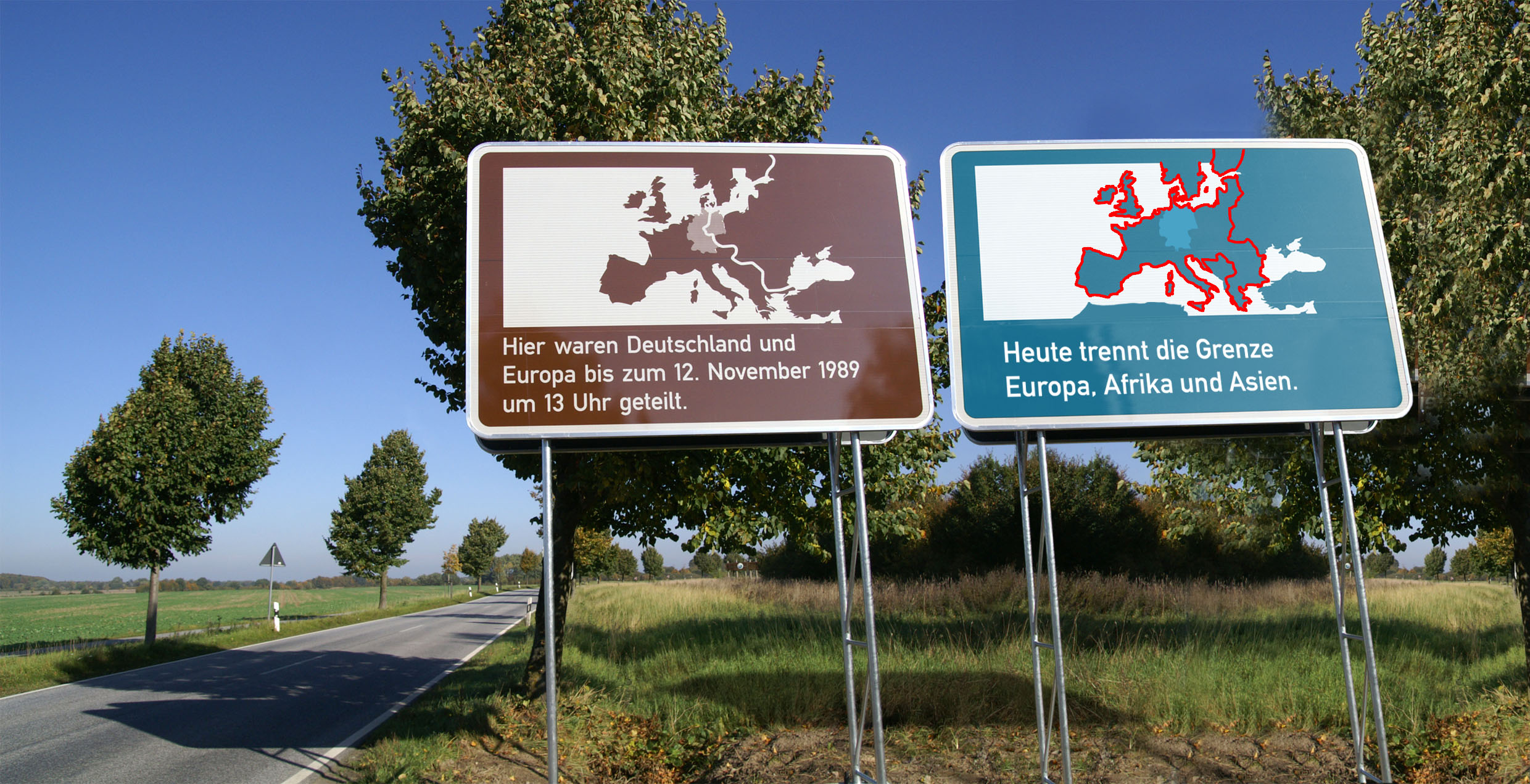 Schilder-Installation, Grenzraum 09, öffentlicher Raum